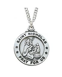 St. Nicholas Sterling Silver Medal on 20" Chain 