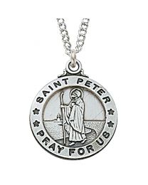 St. Peter Sterling Silver Medal on 20" Chain