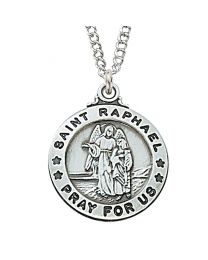 St. Raphael Sterling Silver Medal on 20" Chain