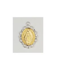 Sterling Silver 2 Tone Miraculous Medal on 18" Chain