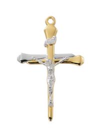 Sterling Silver Two Tone Nail Crucifix