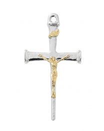 Sterling Silver Two Tone Nail Crucifix