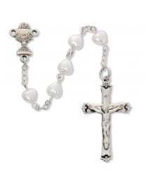 Sterling Silver White Heart First Communion Rosary