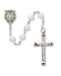 Sterling Silver White Heart Rosary