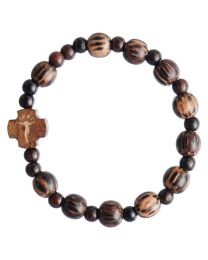 Striped Wood Children's Rosary Bracelet 