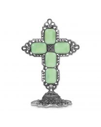 Symbols of Faith Green Octagon Stone Cross Stand