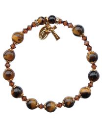 Tiger Eye with Gold Rosary Bracelet