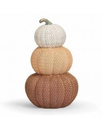 Tricolor Knit Pumpkin Stack with Stem Figure