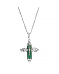 Triquetra Cross Glass Necklace