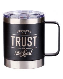 Trust in the LORD Black Camp-style Stainless Steel Mug - Proverbs 3:5