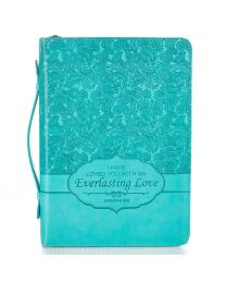 Turquoise Faux Leather Fashion Bible Cover - Jeremiah 31:3