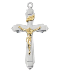 Two Tone Sterling Silver Crucifix