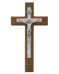 Walnut Stained White Enameled Cross