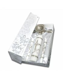 Wedding Candle Set with Silver Base