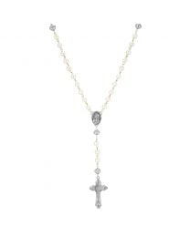 White Costume Pearl Antiqued Crucifix Cross Rosary
