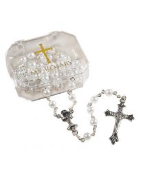 White First Communion Rosary