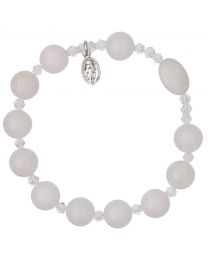 Genuine White Jade Rosary Bracelet