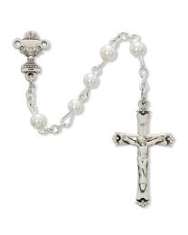 White Pearl First Communion Rosary 5mm
