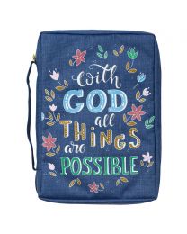 With God All Things Are Possible Navy Floral Value Bible Cover - Matthew 19:26