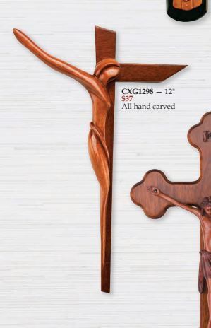 12 Modern Mahogany Wall Crucifix - Catholic Gifts & Books