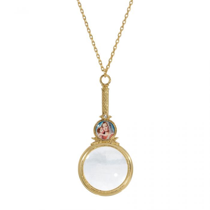 Mary and Child Magnifying Glass Pendant Necklace - Catholic Gifts & Books